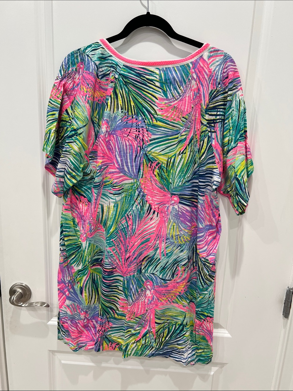 Lilly Pulitzer Pink, Green & Blue Tropical V-Neck Coverup - Picture 3 of 4